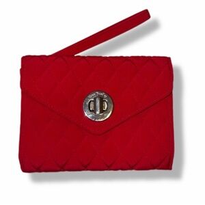 Vera Bradley Red Wristlet Wallet Quilted Snap Pouch Travel Compact